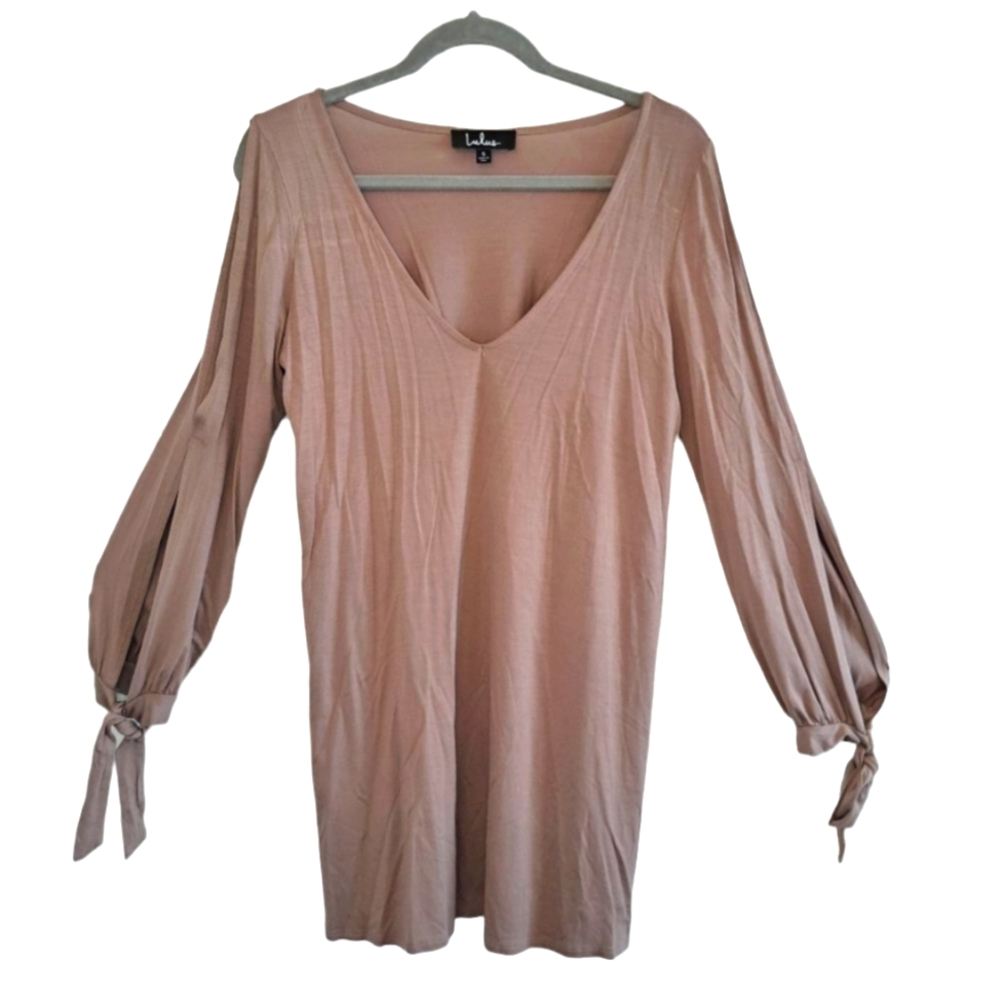 Lulu's Glory of Love Taupe Shift Dress with Open Sleeves Size Small